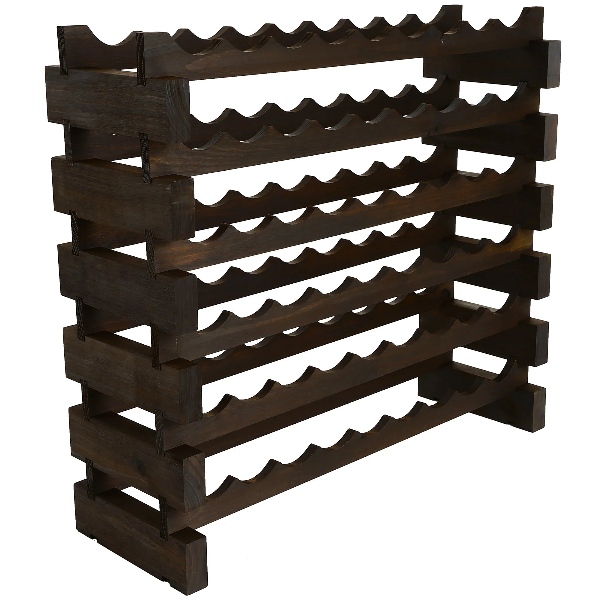 Stackable 6-Tier Dark Stain Wine Rack Variant