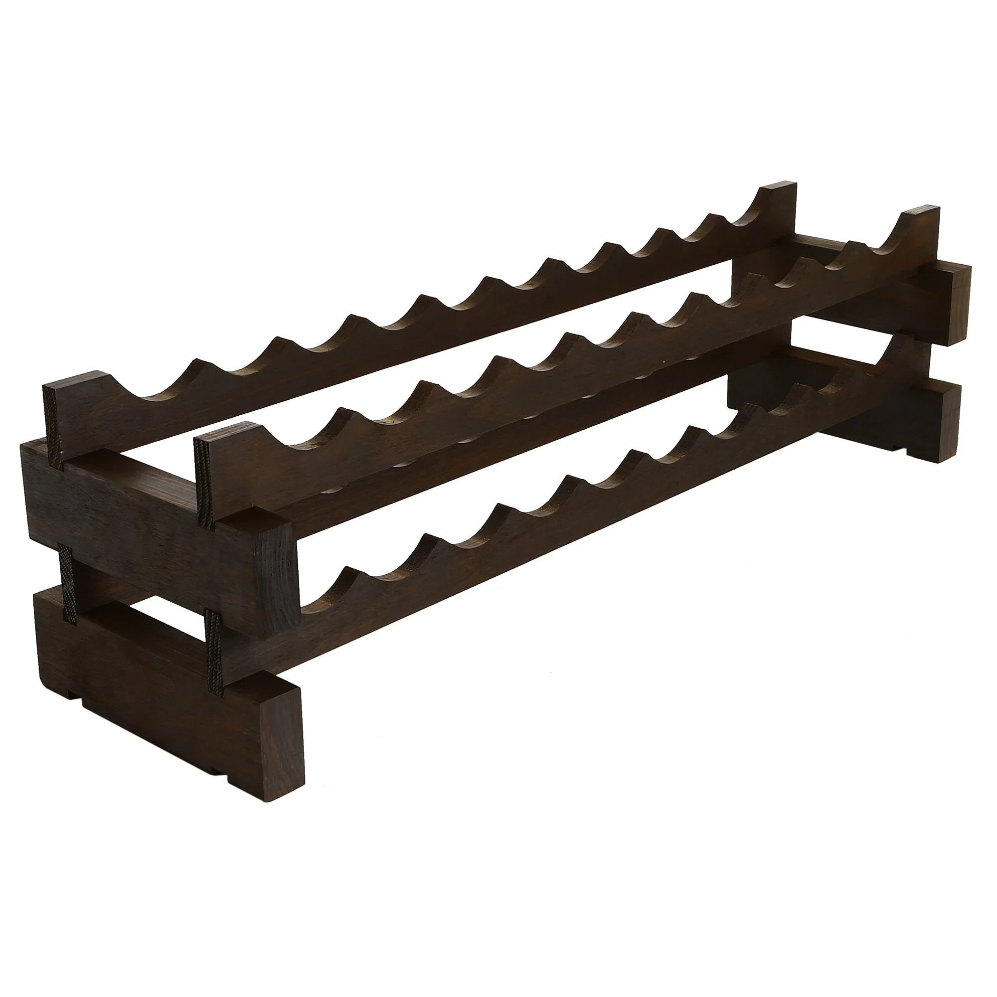 10 Bottle Wide Dark Stain Wine Rack