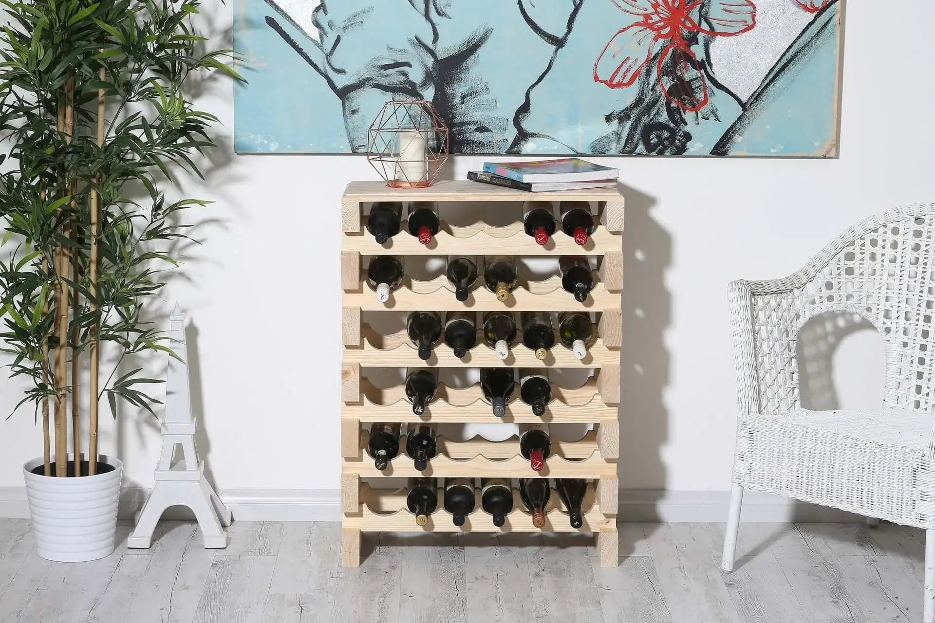 White Wooden Wine Storage in Room